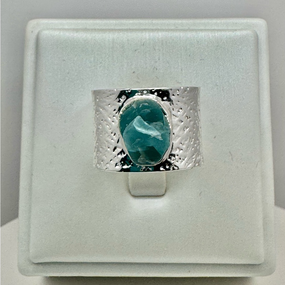 925 Stamped Textured Wide Band Ring NWOT Size 7